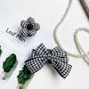 Mobile Phone Case Retractable Airbag Bracket Desktop Light Luxury Fabric Diamond Black And White Grid Flower Lazy Air Cushion Ring Buckle Female