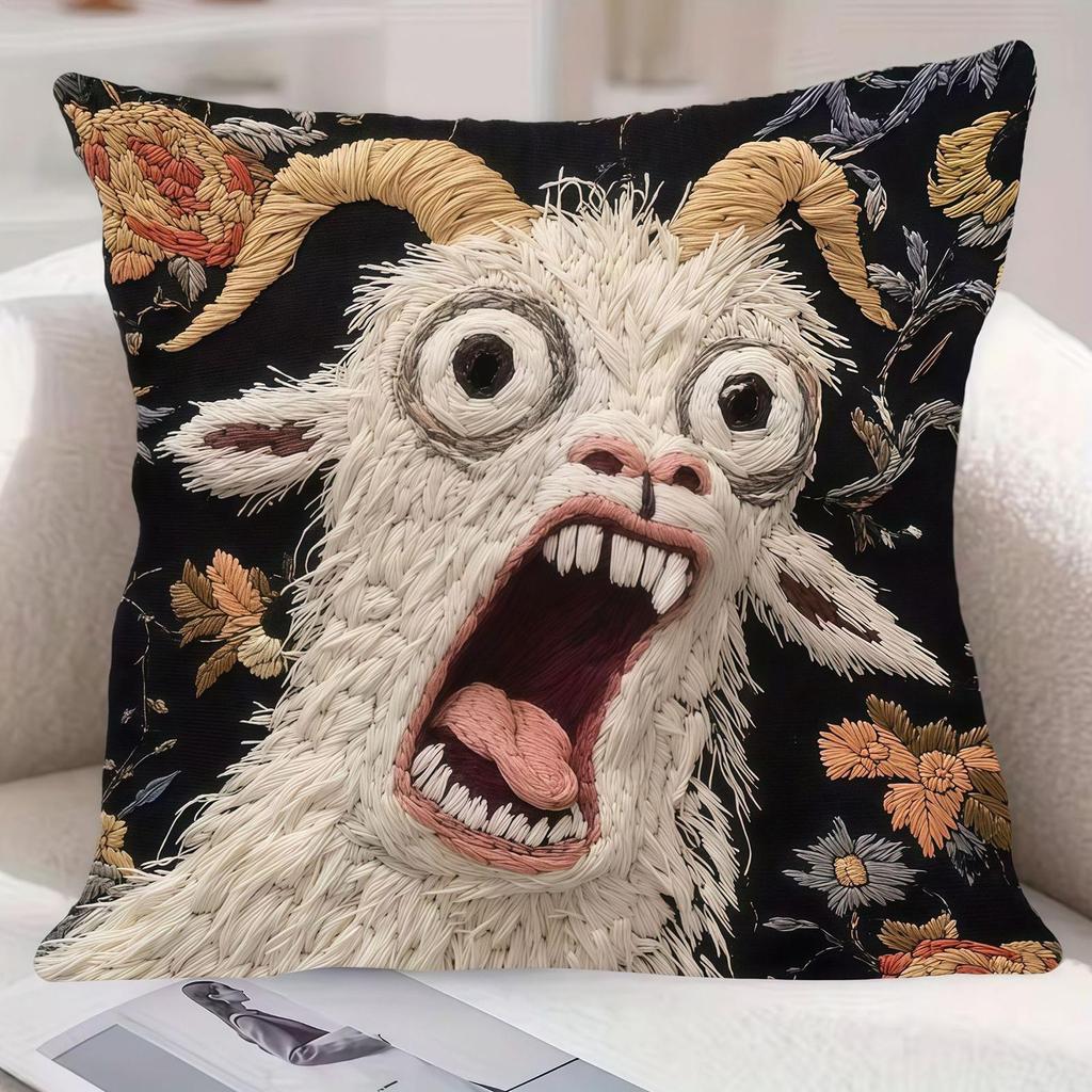 Screaming Goat Pillow Cover Soft Protector Decorative Throw Pillow Case Couch Home Decor For Living Room Sofa Party Gift No fill