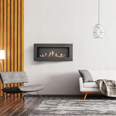 Wall Mounted Bioethanol Fireplace DELTA2 SLIM TÜV SET