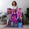 Custom 1Pc Ariana Grande Throw Blanket - Soft Flannel All-Season Luxury Blanket With Purple-Pink Stage Outfits, Machine Washable