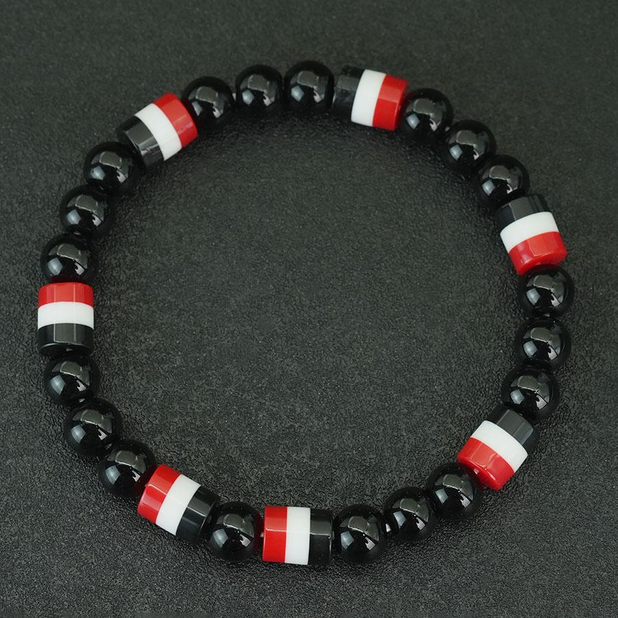 

New Handmade National Flag Color Strand Bracelet Men Women 8mm Obsidian Stone Braclet Meditation Healing Braslet Leisure Jewelry