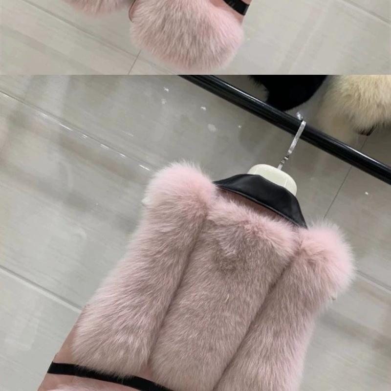 WTEMPO Dame Høst Vinter shealing Varm vest Ermeløs Fuskepels Vest Kåpe Kort Jakke Overfrakk Myk Plysj Gilet