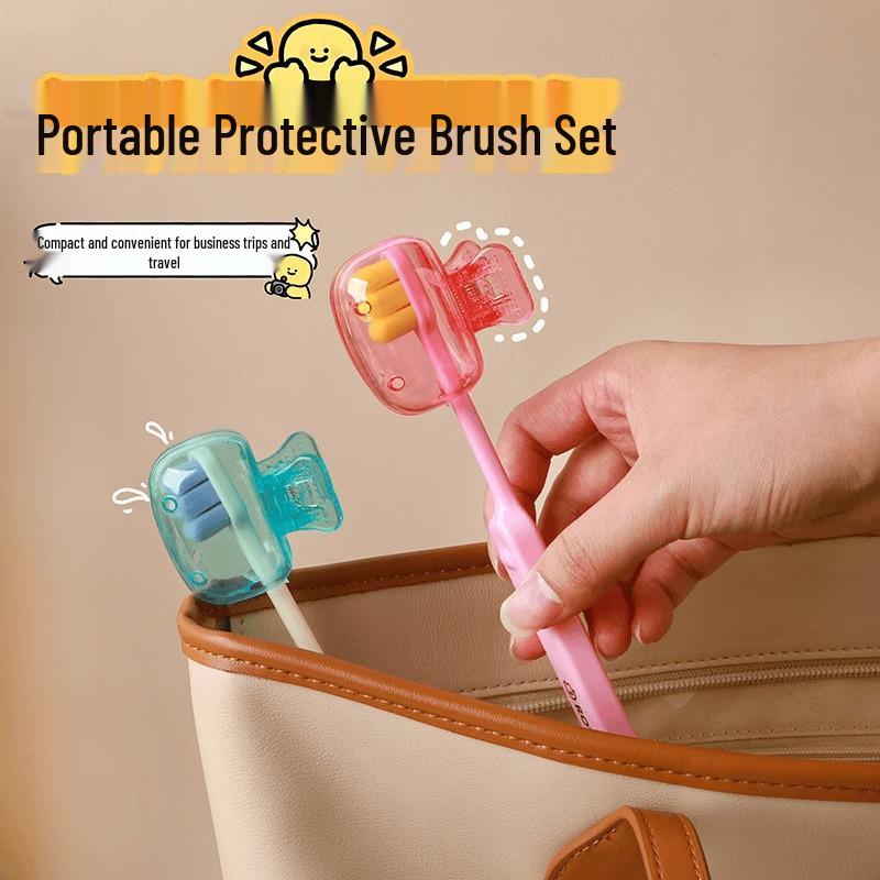 Přenosné prachotěsné pouzdro na zubní kartáček s kartáčkem s měkkými štětinami pro dospělé