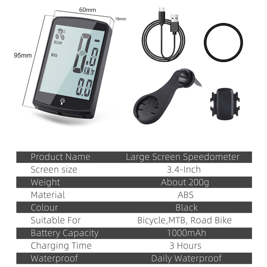 Bike Speed Meter Rainproof Cycle Mileometer Multi Functional Digital Bike Speedometer Full Screen Mobilephone APP