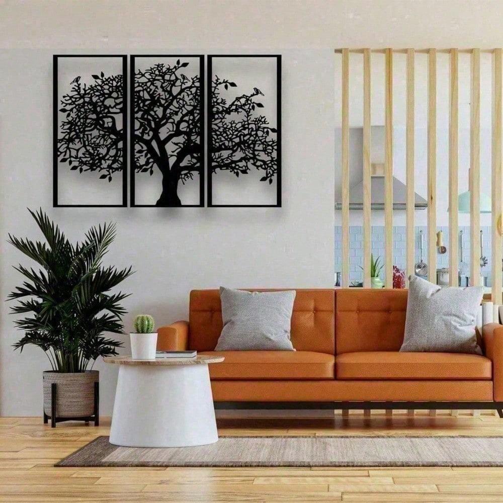 3-Piece Tree of Life Metal Wall Art, Zen Boho Decor for Living Room & Yoga Studio