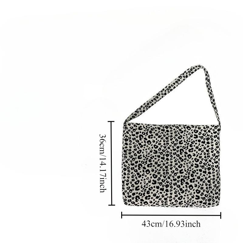 Fashionable Corduroy Leopard Diagonal Bag Large Capacity One-shoulder Shopping Bag Student Canvas Bag Handbags