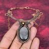 Silver sheen obsidian necklace copper wire wrapped jewelry dainty gemstone necklace handmade jewelry adjustable chain necklace wedding gifts