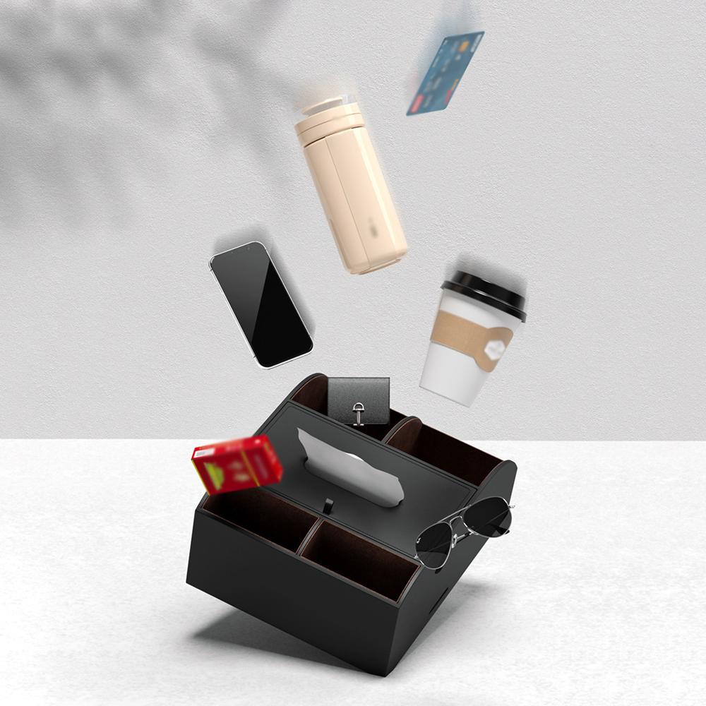 Car Armrest Storage Box Multi-Functional Tissue Box Console   Leather Interior Cup Holder for Car Truck SUV