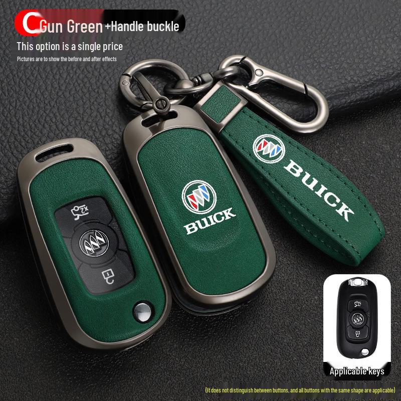Leather Metal Car Key Cover for 16-17 Buick Verano GS Sedan/Hatchback