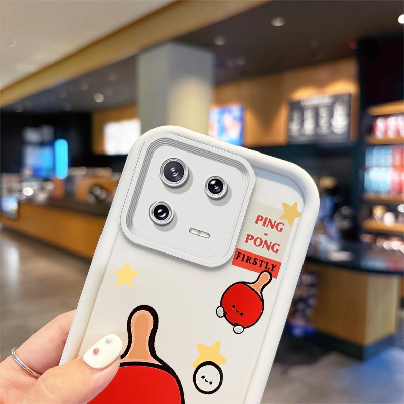 Cute Table Tennis Cartoon TPU Phone Case for XiaoMi 14 13 12 11T Pro 13 12 11 Lite Poco F6 F5 X5 X3 Pro Silicone Shockproof Case