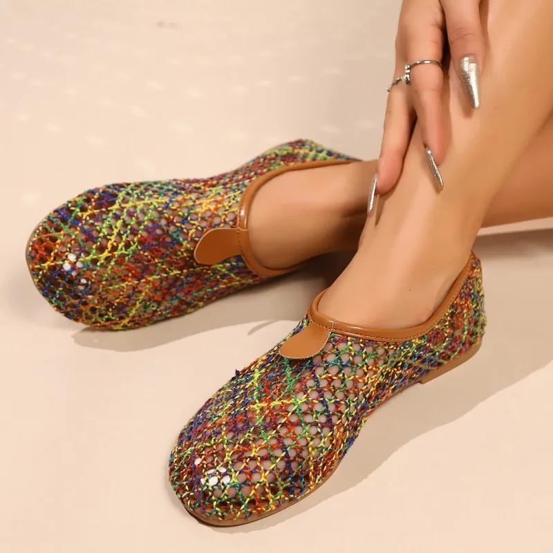Fashion Women's Sandals Casual Mesh Flat Shoes Fashion Summer Ladies Shoes 2025 Trend Designer Sandal Female Breathable Beach Footwear