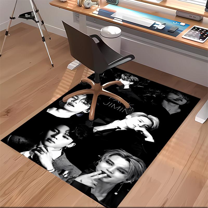 1pc Jin singer2 Print Area Rug - Soft, Washable Non-Slip Indoor Mat for Office Chairs, Living Room, Home Office Decorative Rug