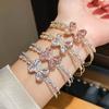 Fashion Butterfly Zircon Double Layer Bracelet For Women With Elegant Silver Finish