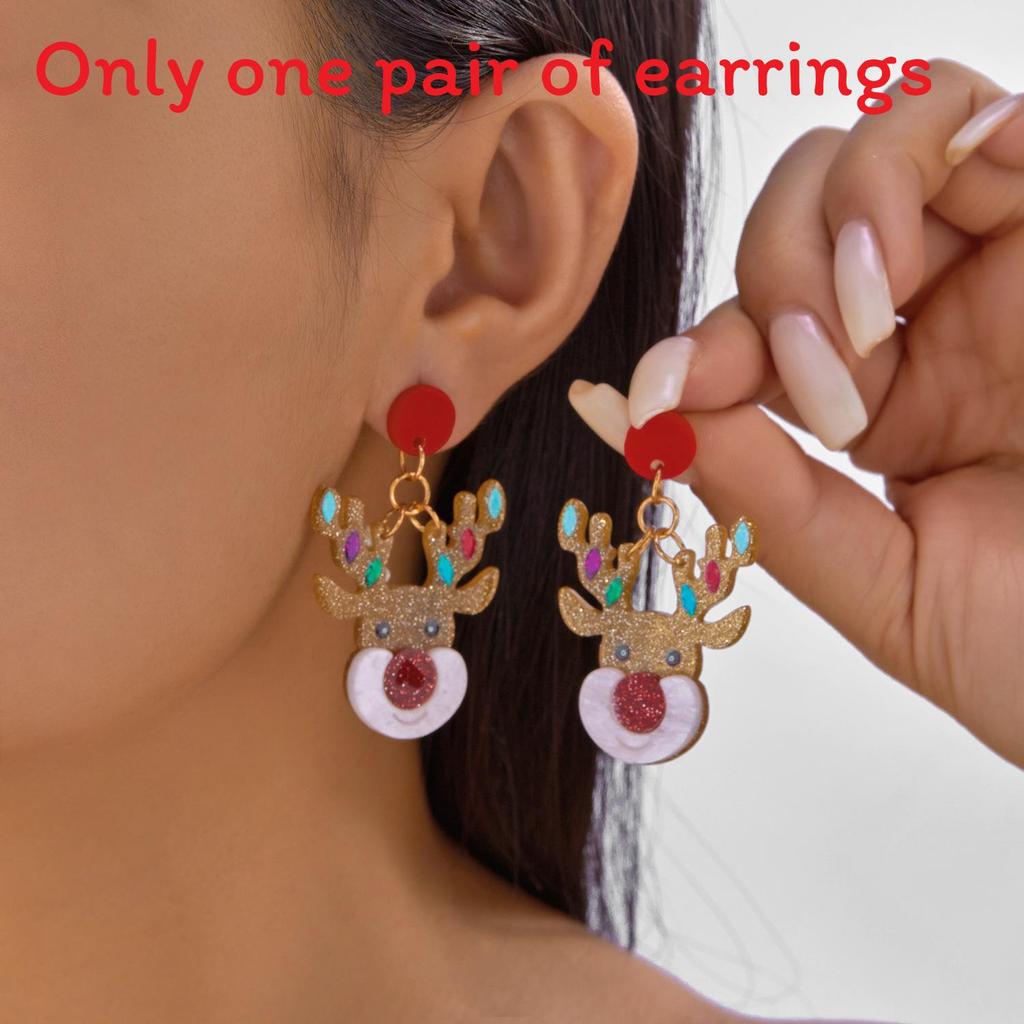 Christmas Series Acrylic Earrings With Santa Claus Rudolph And Christmas Lights For Holiday Fashion