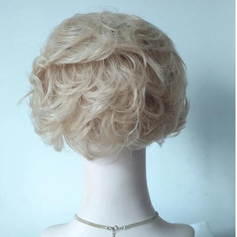 Women's Synthetic Hair Golden Short Curly Hair Headband Wig