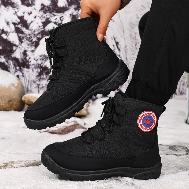 

Snow Boots, High-top Men s Boots, Fleece and Thickened Warm Thick-soled Cotton Shoes 46 чёрный