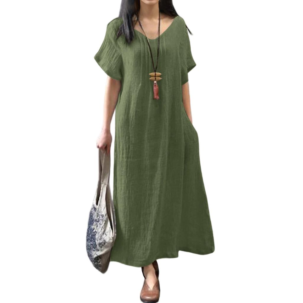 Dress For Women Long Boho Beach Dress Elegant Maxi Dress V,Neck Short  Sleeve Dress