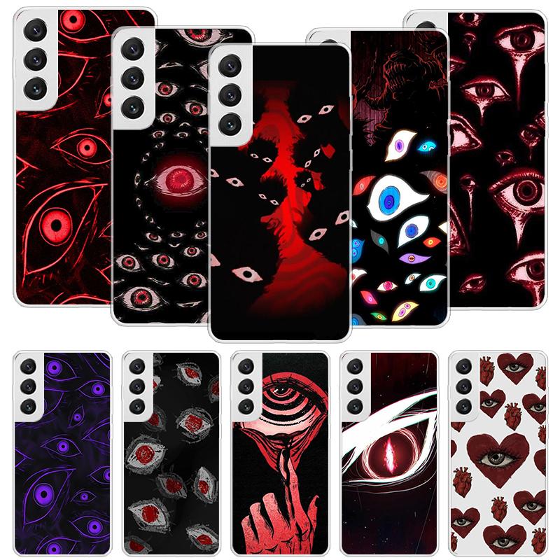 Scary Face Eyes Phone Case For Samsung Galaxy S26 Ultra S23 S24 S25 Edge S20 FE S21 S22 Plus Soft Print Shell Cover Fundas Galax