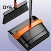 2Pcs/Set Long Handled Dustpan Brush Set with Built-In Comb Teeth 180 Degree Swivel Ergonomic Design Broom Dustpan Set