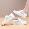 Women's White Leather Mesh Shoes - Breathable, Non-slip, Soft Sole, Korean Style for Spring & Summer
