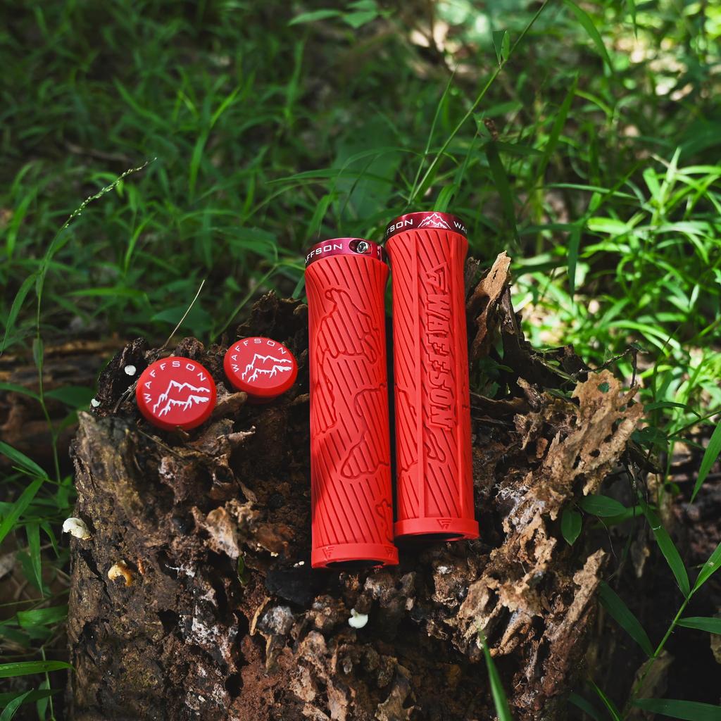 WFS World Map MTB Grips Single Clamp Ergonomic Mountain Bike Handlebar Grips Comfortable Vibration Damping for and Downhill Red Lock-On – Non-Slip –