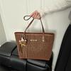 Retro Casual Large-capacity Tote Bag Female Personality Leopard Print Spring Versatile Maillard Style Shoulder Bag