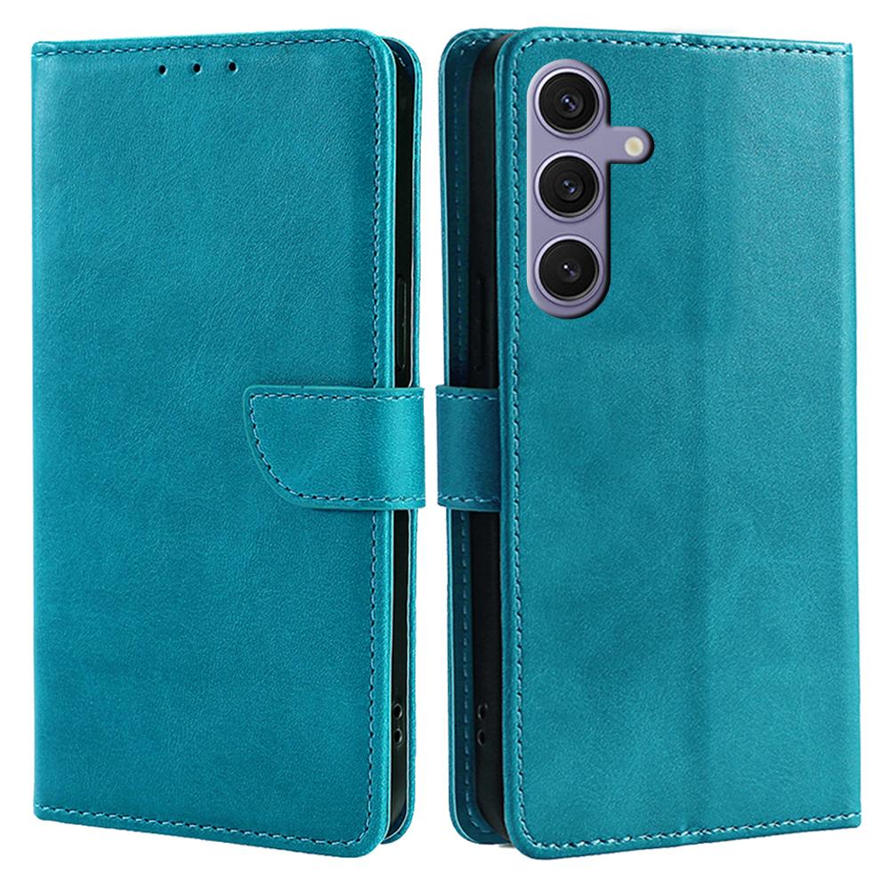 Für Samsung Galaxy S24 Hülle Brieftasche Kartenfächer Kalbsleder Textur Leder Handyhülle