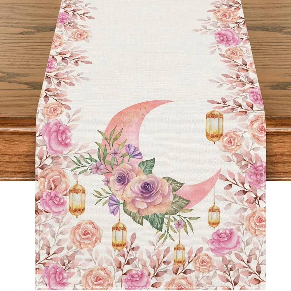 Heat Insulation Ramadan Table Runner Anti-slip Moon Table Runner New Table Cover  Eid Al Adha