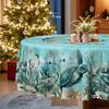 Christmas Themed Rectangular/Round Tablecloth Ocean Rectangular Tablecloth, Light Blue Sea Turtle Coral Shell