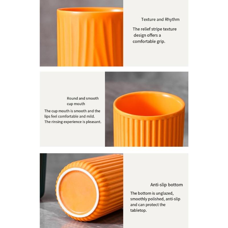 Textured Ceramic Bathroom Cup for Toothbrush Storage Daily Rinsing and Sink Counter Organization for Dorm Bathroom Use