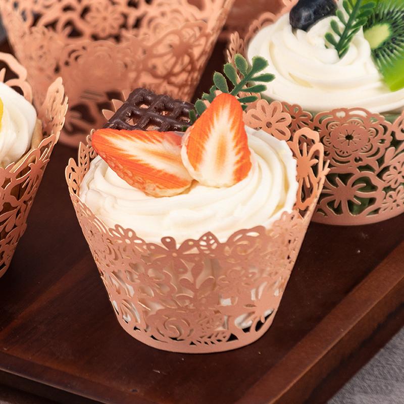 YOMDID 30pcs Cakes DIY Lace Paper Cup Decoration Hollowed Out Flower Clusters Paper Cup Edge Birthday Wedding Baking Accessories