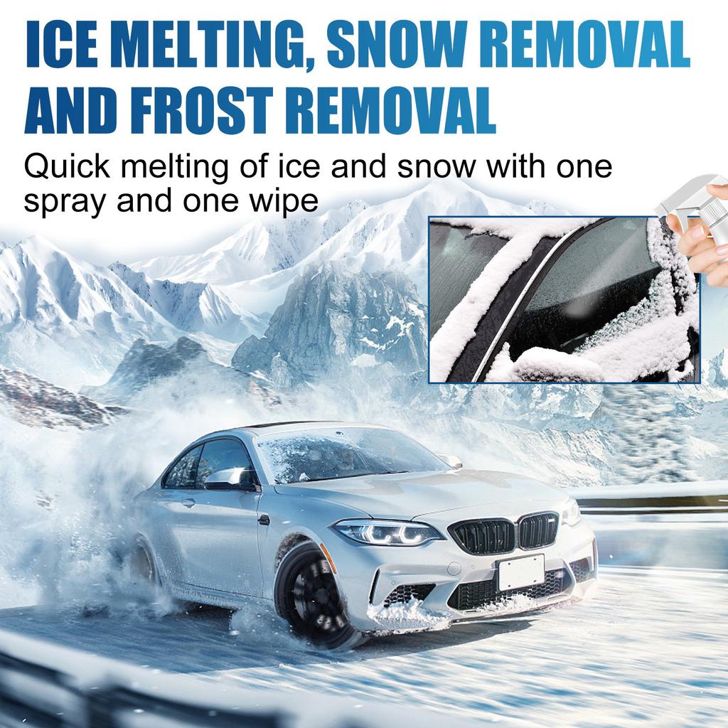 Ice Melting Snow Removal Agent, Winter Car Glass Ice Melting Snow Removal Agent Front Windshield Snow Prevention Agent 60ml