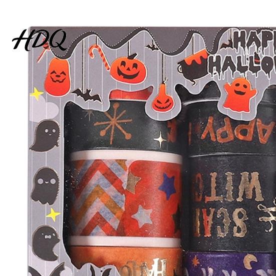 Pumpkin And Bat Washi Tape 8 Rolls Halloween Tape Spooky Witch Cat Pattern Decorative Full-page Layout for Junk Journaling Supplies Scrapbooking,