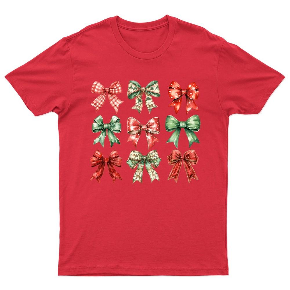 Christmas Bows Festive Holiday TShirt Unisex Gift Retro Seasonal Funny Xmas