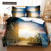 Building Famous Landscape Bedding Set For Bedroom Soft Bedspreads For Bed Home Comfortable Polyester Duvet Cover With Pillowcase