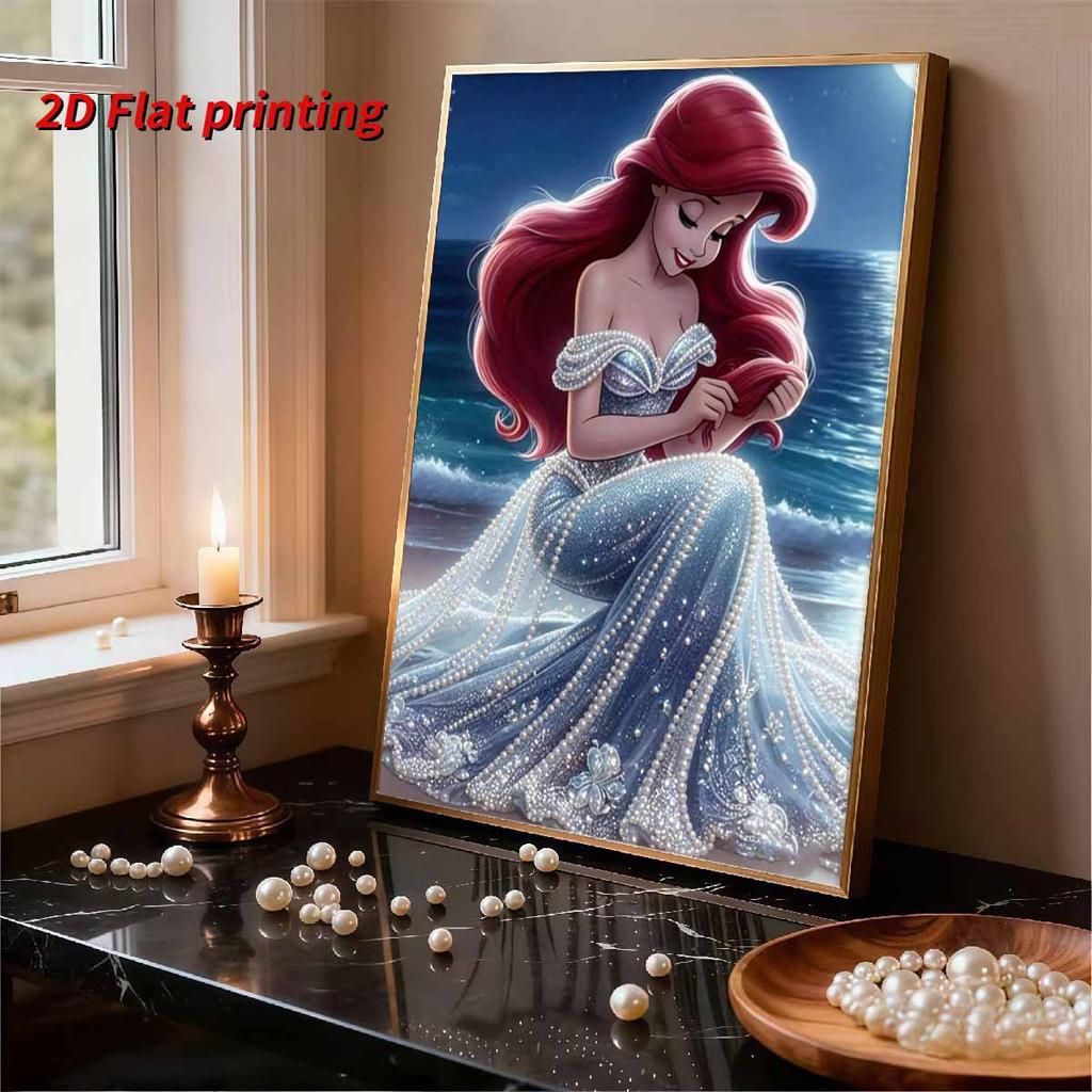 Disney Ariel DIY Pearl Artwork Jewelry Designed for Ariel A Handmade Gift Suitable for Wall Decoration, Suitable for Both Home and Office Environments