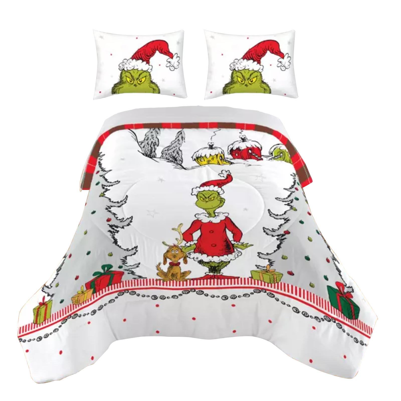 

Рождественское милое постельное белье с принтом, праздничный подарок, набор из трех предметов: 1 пододеяльник (220*240см) 2 наволочки (50 * 70 см) One Size белый