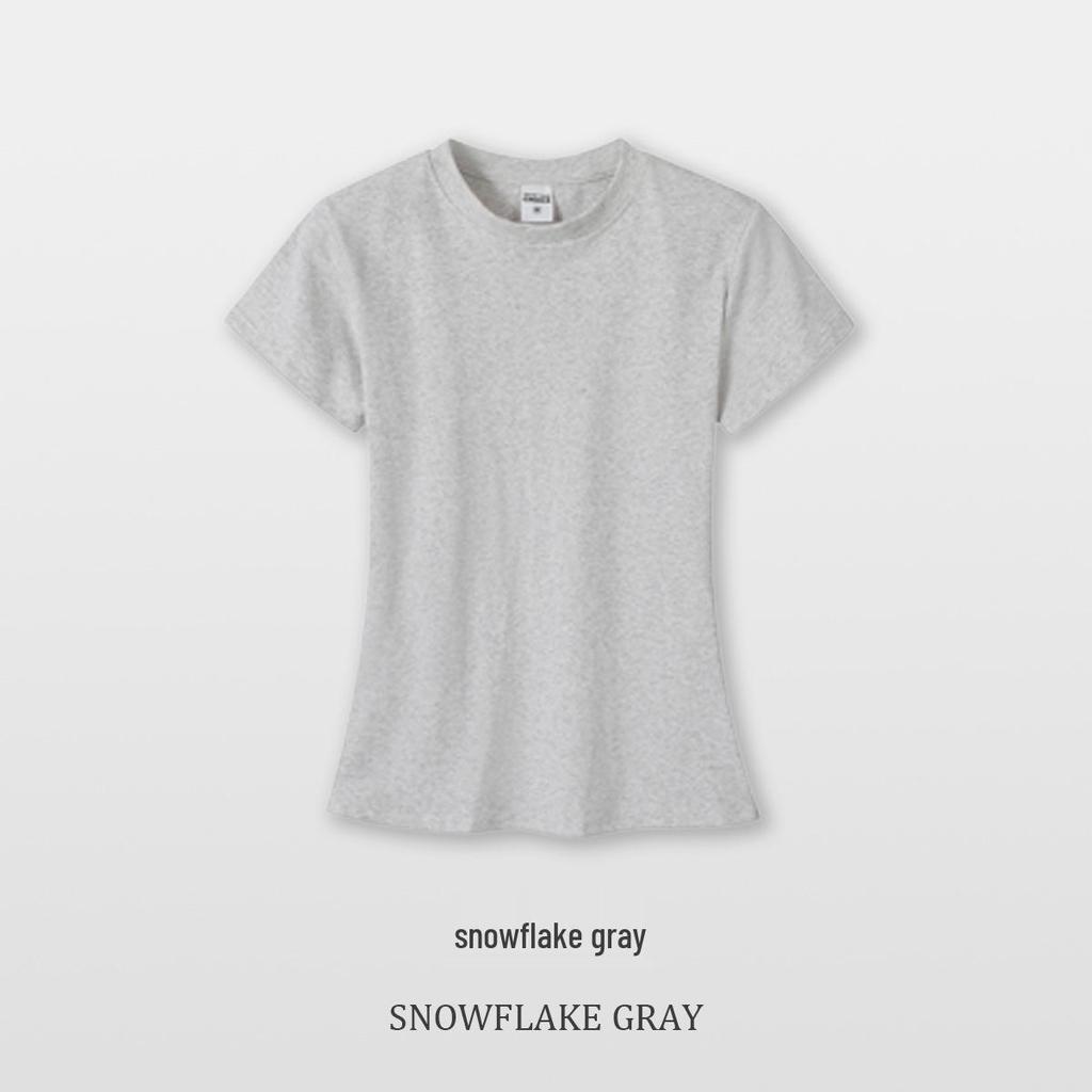 Round Neck Stretchy Spandex Waist-Cinching Women's T-Shirt, Pure Color Short Sleeve, Girls' Custom Blank Tee