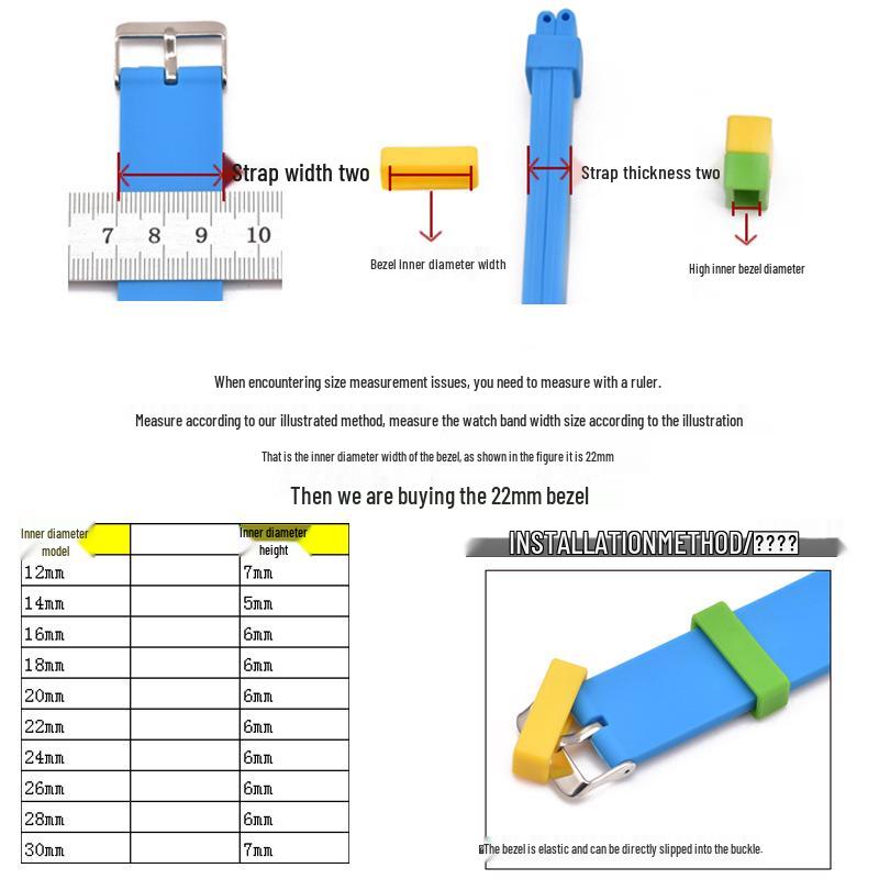 Silicone Watch Band Keeper Rings, 12-30mm, Black Rubber Strap Loops