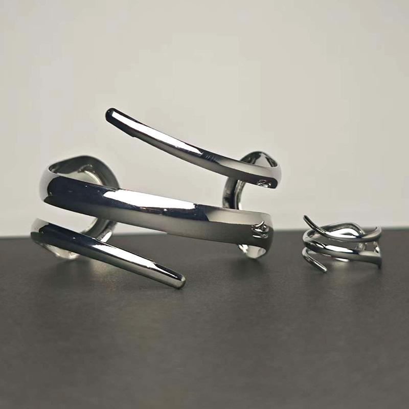 Женский браслет и кольцо с геометрическим дизайном, набор из двух предметов