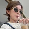 Small Oval Frame Advanced Sunglasses Spicy Girls Street Po Shades Metal Future Style Eyewear