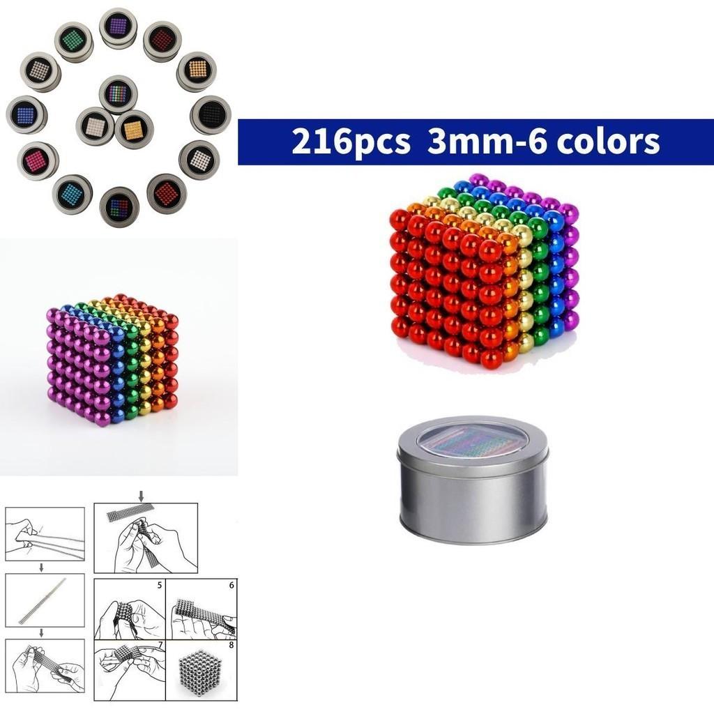 Magnetiske Stressavlastningskuler 216 Stykker 3mm 5mm Magiske Magnetkuler Leketøy