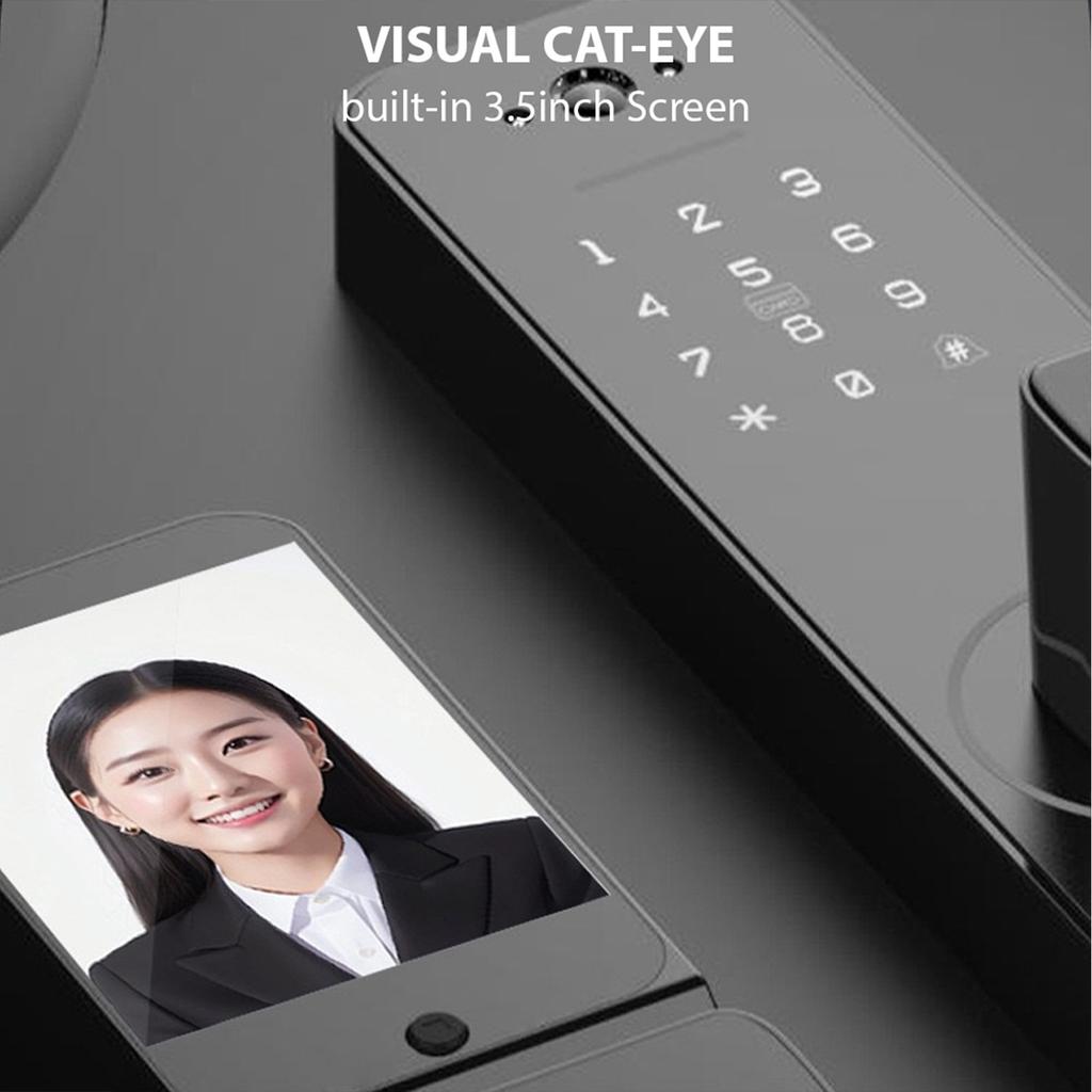 Smart Lock with 120° Wide Angle Camera and Smart Doorbell Aluminum Alloy Keyless Entry Lock Handle B