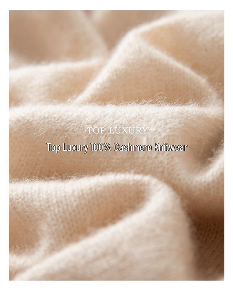 100% Pure Cashmere Color Block Round Neck Sweater with Five-Star Pattern - Simple and Versatile Design for Autumn/Winter