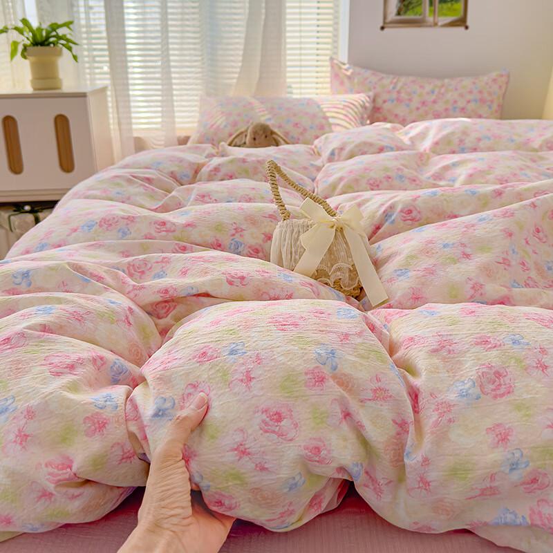 Lilang Cartoon Double-Layer Gauze Four-Piece Bedding Set