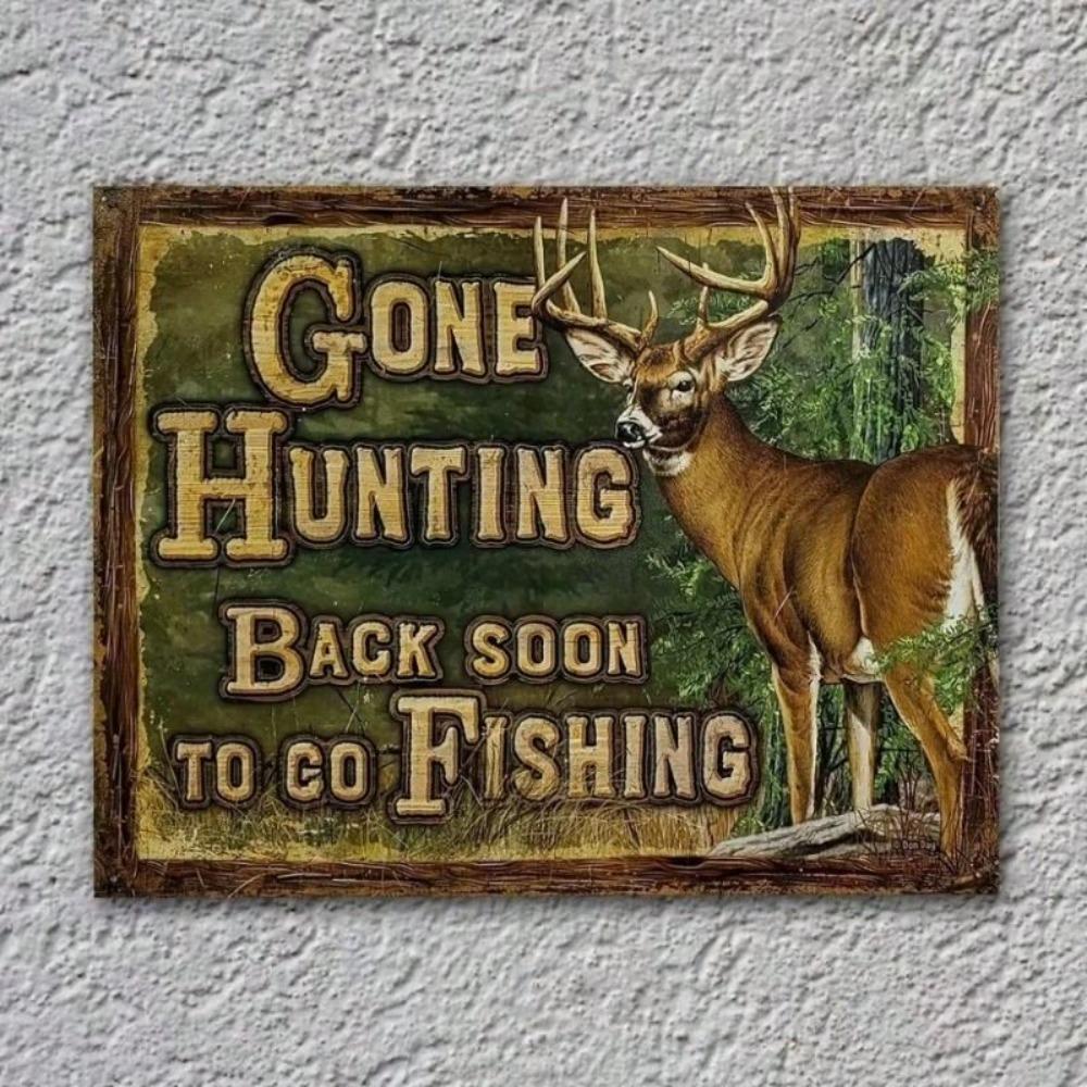 Metal Wall Art Deer Hunting Cabin Retro Sign for Bar Garage