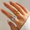Stainless Steel Meetal Star Cross Open Rings For Women Men Vintage Gold Color Five Pointed Star Adjustable Rings Zircon Gift
