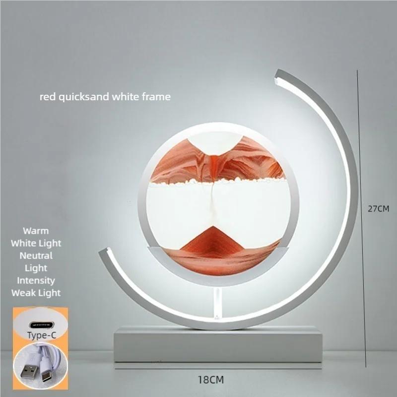 LED Moving Sand Art Table Lamp Quicksand Night Light 3D Sandscape Hourglass Bedside Lamps Flowing Sand Painting Home Decor Gifts