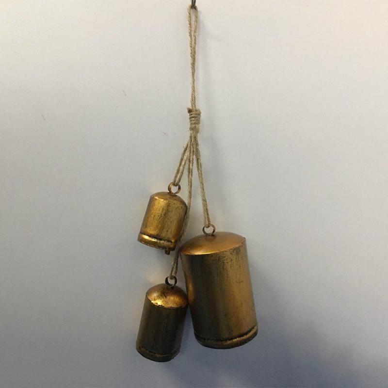 Sinos de latão rústicos Harmony Vintage Sinos de vaca de Natal para decoração 3PCS Bronze Cowbell Crafts Country Style Decoração de casa