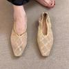 2025 Hot Sale Ladies Shoes Slip-on Women's High Heels Fashion Mesh Casual New Square Toe Best Seller High Heels Zapatos Mujer